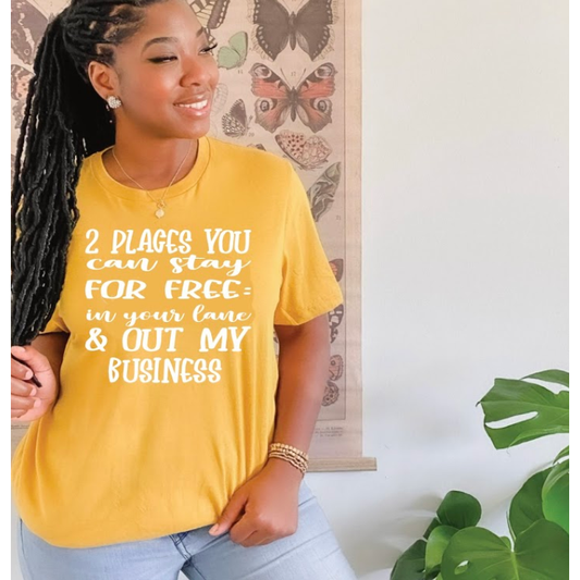2 places you can stay for free in your lane and out of my business T-Shirt